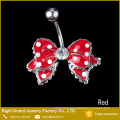 316L Surgical Stainless Steel Belly Ring White Pink Red Bowknot Belly Button Ring